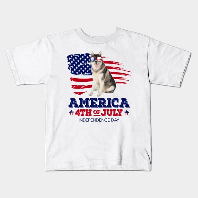 Husky Flag USA - America 4th Of July Independence Day Kids T-Shirt by bunnierosoff21835